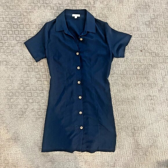 NWOT Nordstrom BP Navy Blue Shirt Dress With Drawstring in the Back, Size Medium - Picture 1 of 10